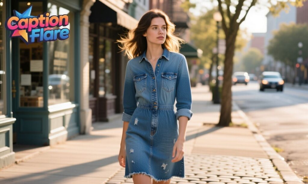 Captions for Casual Blue Jean Dress Days